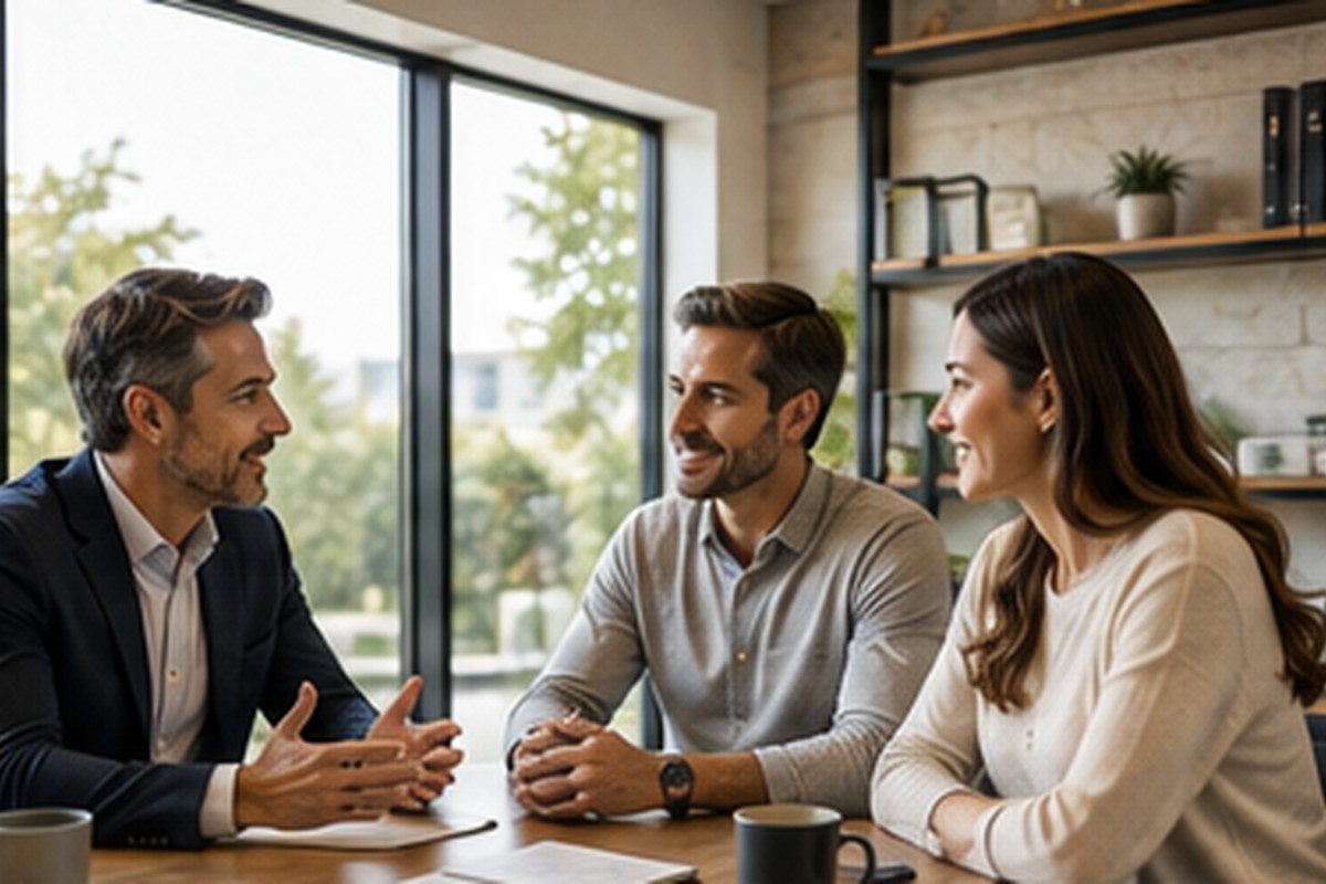 Business owner discussing a project with an advisor